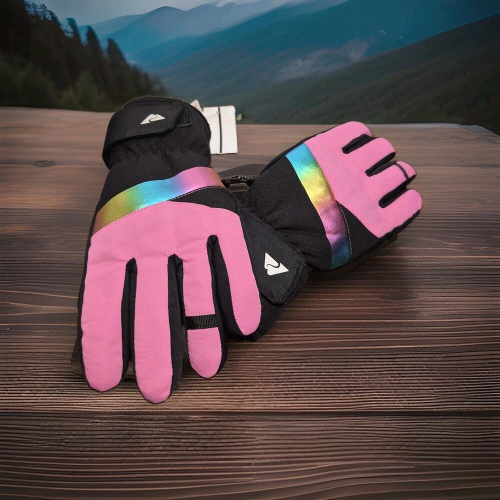 Ozark Trail Hybrid Ski Gloves Girls Size S/M Snow Sport Reflective Waterproof
